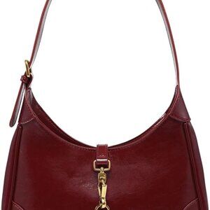 Women's PU Leather Clasp Shoulder Bag Adjustable Strap Vintage Hobo Handbags Pur